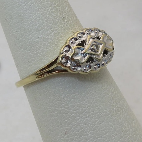 Vintage Art Deco 10k Gold - Diamond - Evil Eye Ring - Picture 3 of 8